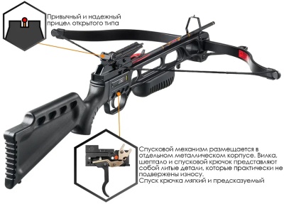 Арбалет рекурсивный "Скорпион" Pkg (Ek Jag 1 Deluxe), пластик, черный, CR-013BA4NS-95-R