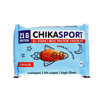 Bombar CHIKALAB - Протеиновый шоколад без сахара - Молочный шоколад с миндалем 100г в магазине Спорт - Пермь