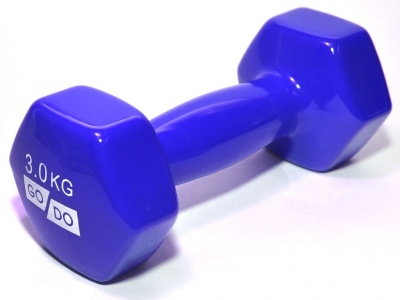 Гантель виниловая GO DO, 3кг, синяя в Магазине Спорт - Пермь