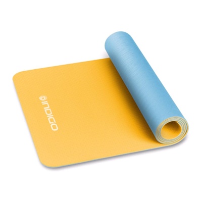 Коврик для йоги и фитнеса двусторонний Indigo TPE IN106,173х61х0,5 см, желто-голубой в Магазине Спорт - Пермь