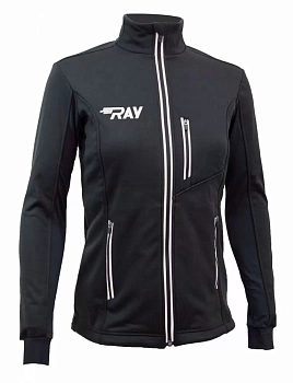 Куртка разминочная RAY WS NEO (WOMEN) на флисе, черная, светоотражающая молния