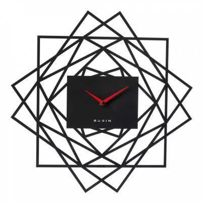 Настенные часы Рубин 5019-001 из металла, d=50 см, открытая стрелка, черный "Геометрия" в магазине Спорт - Пермь
