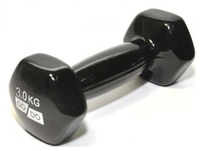 Гантель виниловая GO DO, 3кг, черная в Магазине Спорт - Пермь
