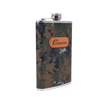 Фляжка Следопыт в оплетке из oxford camo pixel, 280 мл