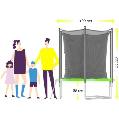 Батут DFC Trampoline STOCK 6 ft JUMP4FU (размер 183см), с внутренней сеткой, цвет уточняйте в Магазине Спорт - Пермь