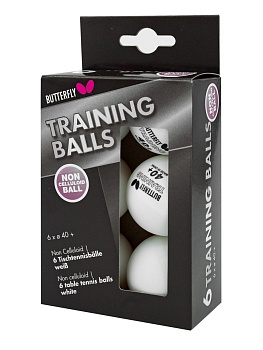Мяч для настольного тенниса Butterfly 40+ Training (6 штук), белые
