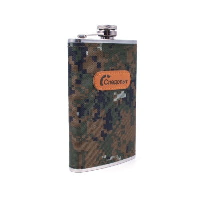 Фляжка Следопыт в оплетке из oxford camo pixel, 280 мл
