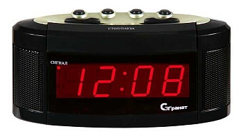 Часы - будильник электронные сетевые, светящиеся красным светом GRANAT C-1238, красные в магазине Спорт - Пермь