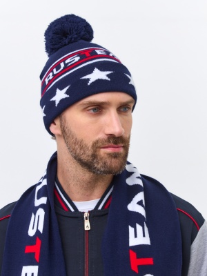 Шапка мужская RUSTEAM 70M-RT-1834 синяя с помпоном