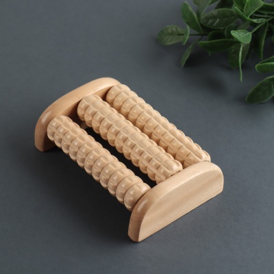 Массажер деревянный для ног, 3 ролика с шипами, арт. 6945215 в Магазине Спорт - Пермь