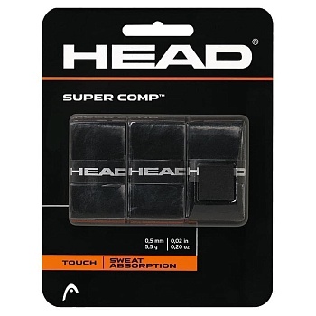 Овергрип HEAD Super Comp 285088ВК, впитывающий, 3 штуки, черный
