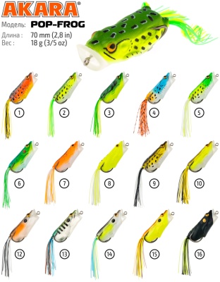 Лягушка Akara Pop-Frog 70 мм, 18гр, цвет уточняйте
