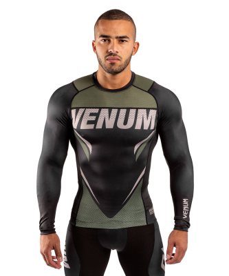 Рашгард для MMA Venum ONE FC Impact Black/Khaki L/S в магазине Спорт - Пермь