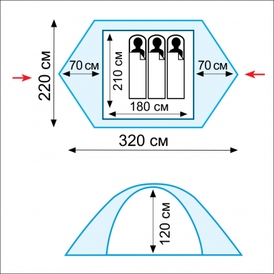 Палатка 3-местная Tramp Scout 3(V2), цвет зеленый
