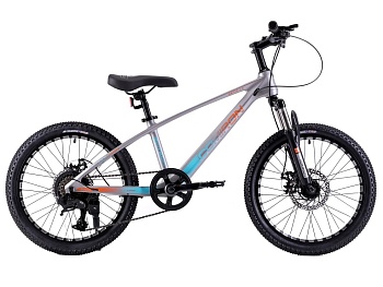 Велосипед COMIRON RAPID R20Ch, 20”(рама 11,5), цвет хром/сланцево-серый/оранжево-голубой неон