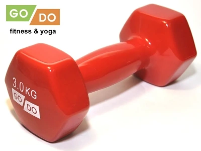 Гантель виниловая GO DO, 3кг, красная в Магазине Спорт - Пермь