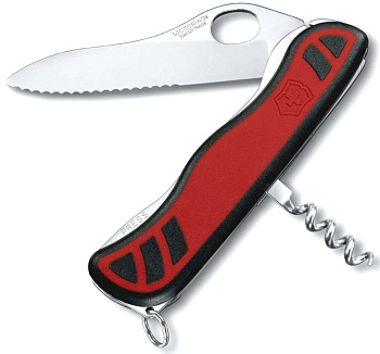 Нож Victorinox Sentinel One Hand, 111 мм, 3 функции, с фиксатором лезвия, красный с черными вставками (0.8321.MWC)