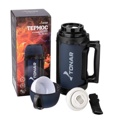 Термос TONAR HS.TM-041, крышка-кружка с ручкой+дополнительная чашка, 1400 мл