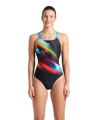 Купальник женский Arena DIAGONALS SWIM PRO BACK, 008552 500, black-turquoise в магазине Спорт - Пермь
