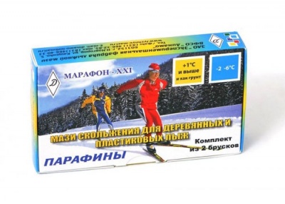 Парафины МАРАФОН-XXI ( +1 и выше до -6С), 2 бруска, желто-синяя в магазине Спорт - Пермь