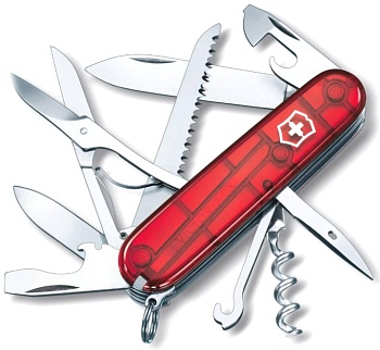 Нож Victorinox Huntsman, 91 мм, 15 функций, полупрозрачный красный, 1.3713.Т