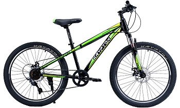 Велосипед  Krypton Hyperion KH10BGY, 24", 7 скоростей, черный/зеленый