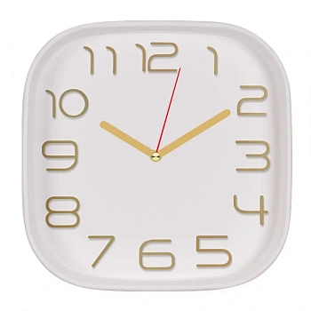 Часы настенные КЛАССИКА квадрат 25х25см, корпус белый+золото, 2500-001РУБИН Россия в магазине Спорт - Пермь