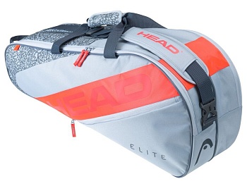 Сумка HEAD ELITE 6R COMBI TENNIS BAG 283642,цвет серый/оранжевый