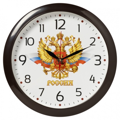 Настенные часы Рубин 6026-034 круг d=29см, корпус темно-коричневый " Россия" в магазине Спорт - Пермь