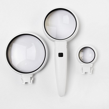 Лупа с подсветкой, линзы съемные, 85,70,35мм, арт. 9943958