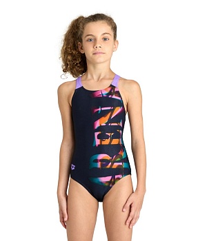 Купальник детский Arena PRISM JR V BACK, 5996 590, black-lavanda в магазине Спорт - Пермь