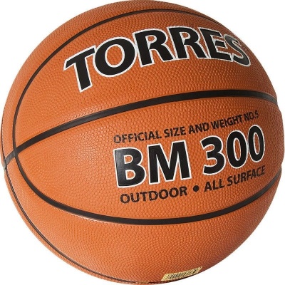 Мяч для баскетбола TORRES BM300 В02015, оранжевый, размер 5