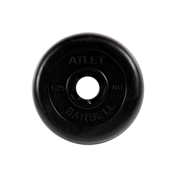 Диск обрезиненный MB Barbell "Atlet", d=31мм, вес 1,25 кг, черный в Магазине Спорт - Пермь