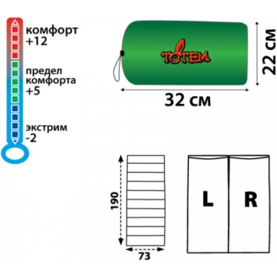 Спальный мешок Totem Woodcock, олива, R