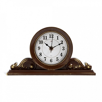 Часы настольные Рубин 2514-005 26х14 см, корпус коричневый с золотом "Классика" в магазине Спорт - Пермь